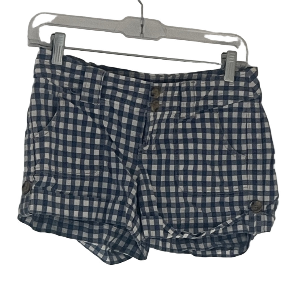 LONDONJEAN Blue and White Plaid Women's Cargo Shorts